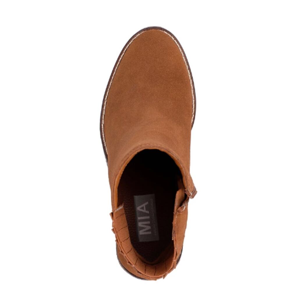MIA Harlow Lug-Sole Block-Heel Chelsea Booties in Cognac Brown NEW Size 9 - Picture 3 of 10
